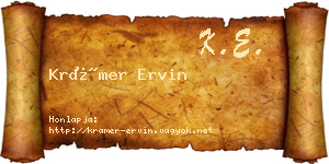 Krámer Ervin névjegykártya