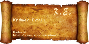 Krámer Ervin névjegykártya